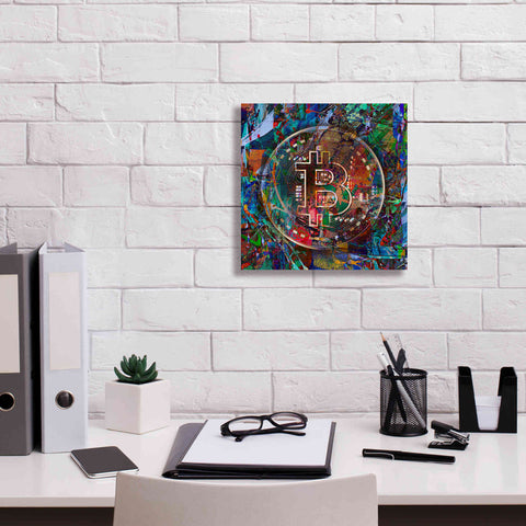 Image of Epic Graffiti'Bitcoin Bronze Abstract' by Epic Portfolio Giclee Canvas Wall Art,12 x 12