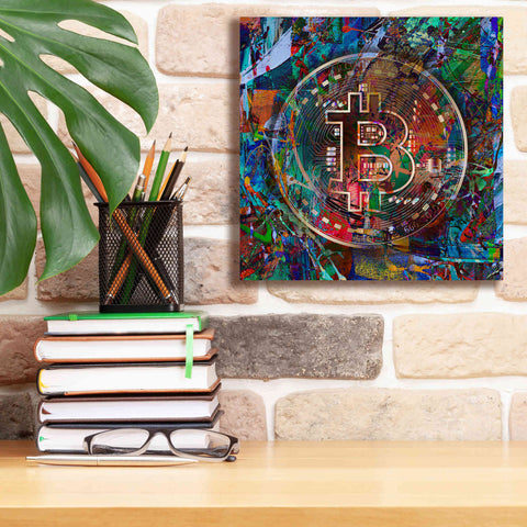 Image of Epic Graffiti'Bitcoin Bronze Abstract' by Epic Portfolio Giclee Canvas Wall Art,12 x 12