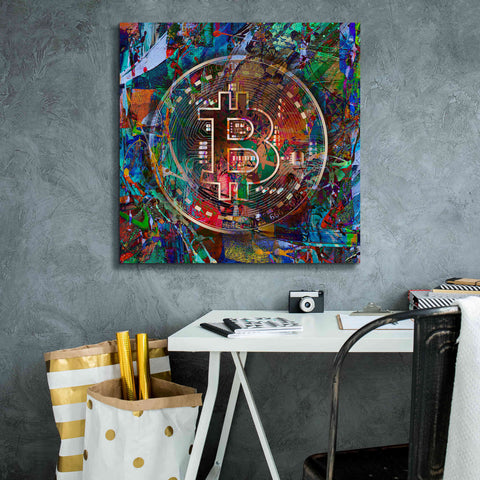 Image of Epic Graffiti'Bitcoin Bronze Abstract' by Epic Portfolio Giclee Canvas Wall Art,26 x 26