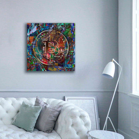 Image of Epic Graffiti'Bitcoin Bronze Abstract' by Epic Portfolio Giclee Canvas Wall Art,37 x 37
