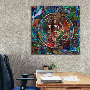 Epic Graffiti'Bitcoin Bronze Abstract' by Epic Portfolio Giclee Canvas Wall Art,37 x 37
