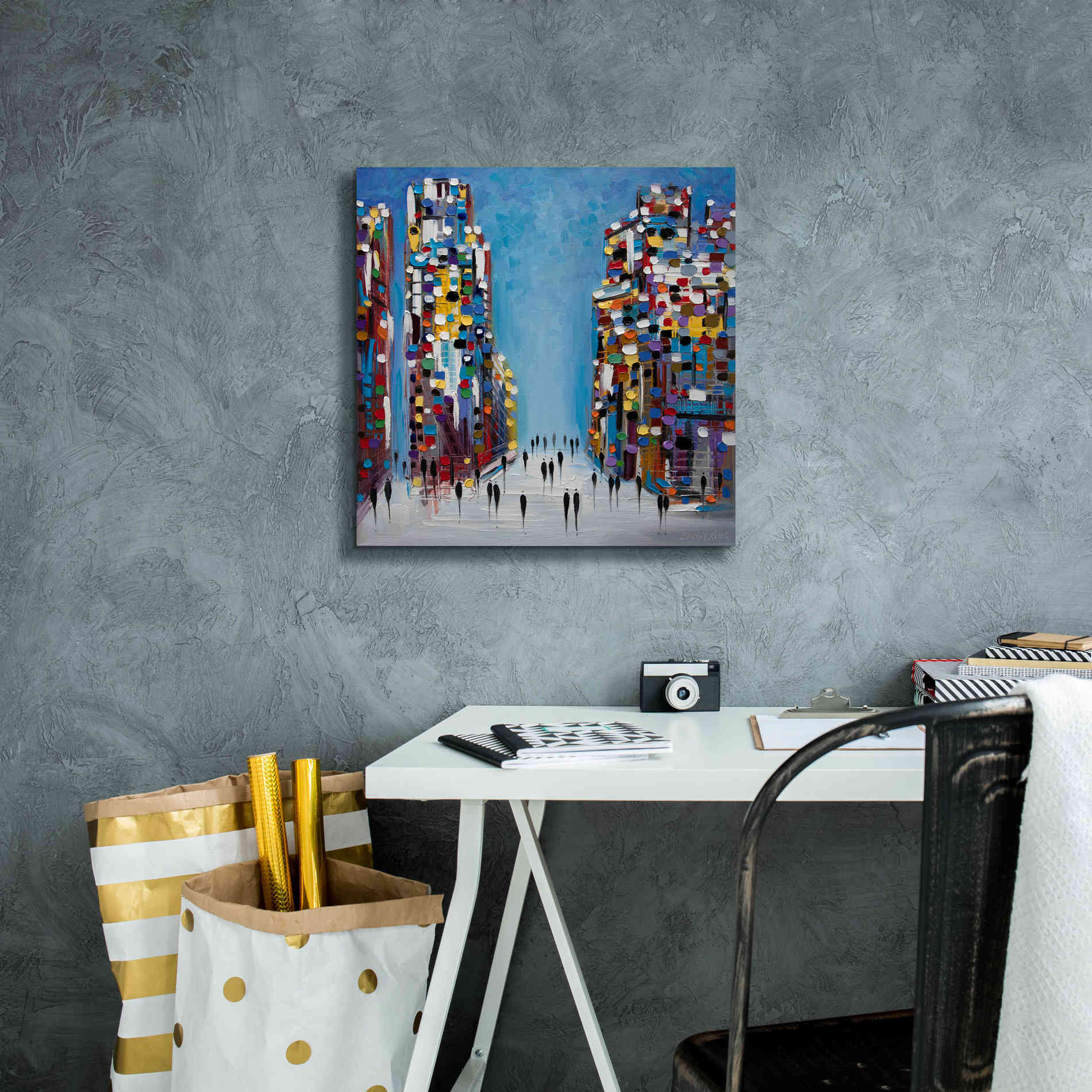 'Cityscape' by Ekaterina Ermilkina Giclee Canvas Wall Art,18 x 18