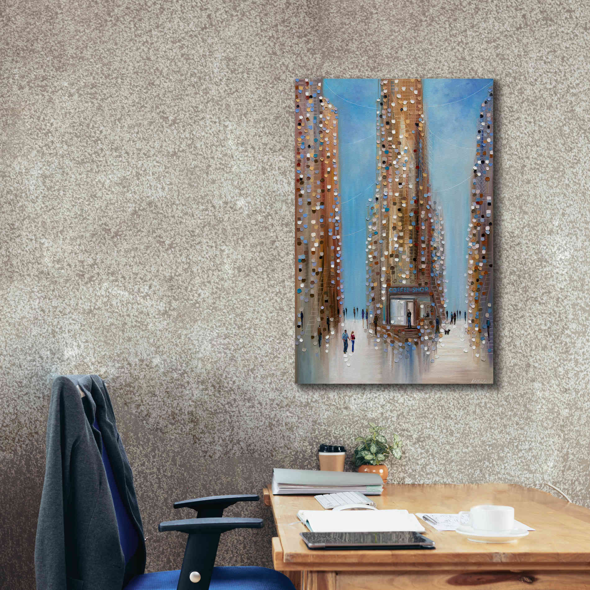 'Coffee Shop ' by Ekaterina Ermilkina Giclee Canvas Wall Art,26 x 40