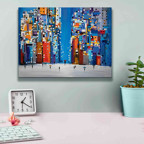 Image of 'Night Square' by Ekaterina Ermilkina Giclee Canvas Wall Art,16 x 12