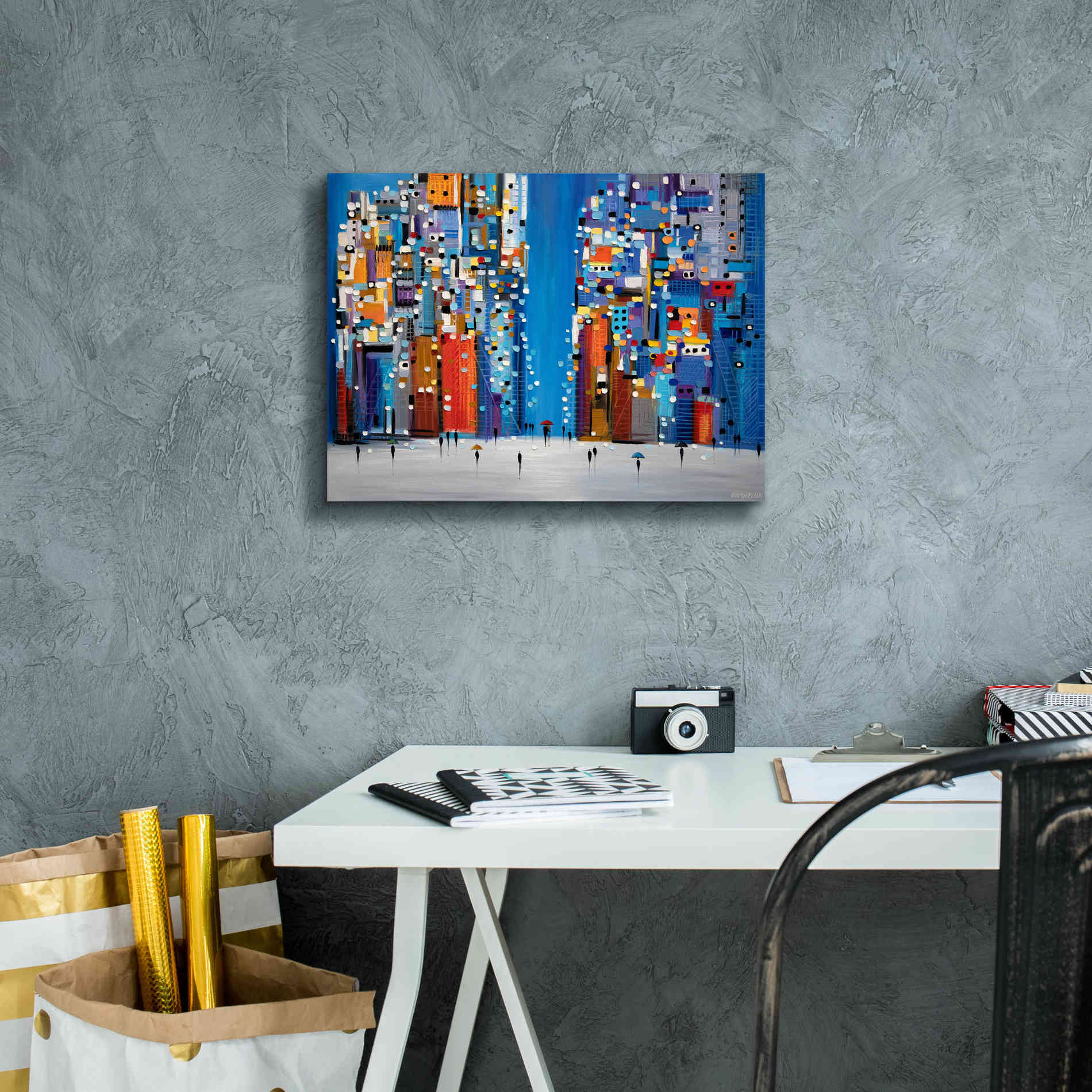 'Night Square' by Ekaterina Ermilkina Giclee Canvas Wall Art,16 x 12