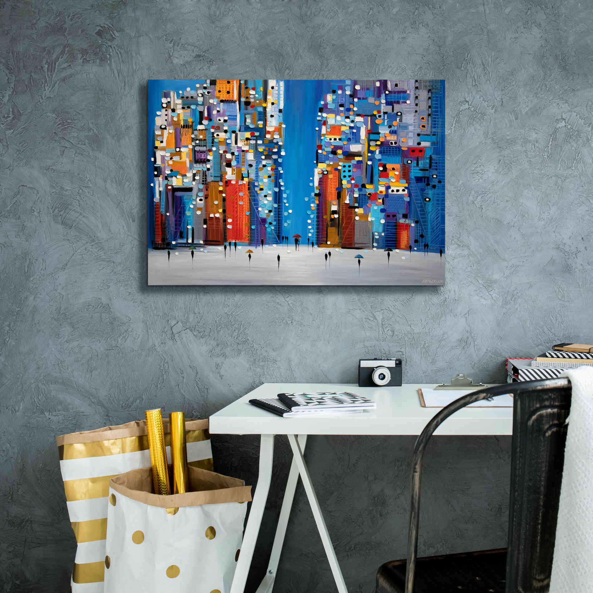 'Night Square' by Ekaterina Ermilkina Giclee Canvas Wall Art,26 x 18