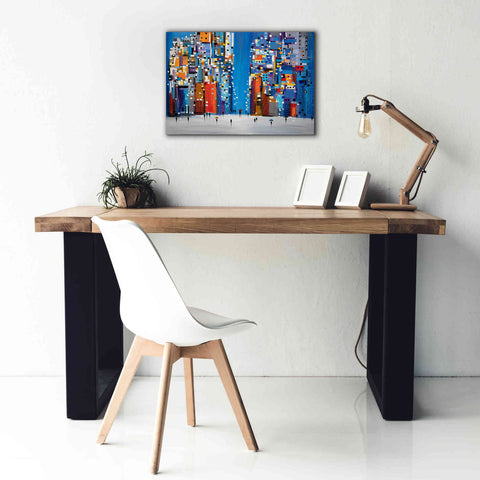 Image of 'Night Square' by Ekaterina Ermilkina Giclee Canvas Wall Art,26 x 18