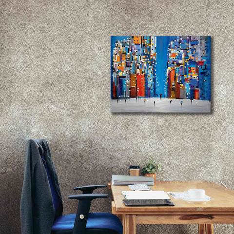 Image of 'Night Square' by Ekaterina Ermilkina Giclee Canvas Wall Art,34 x 26