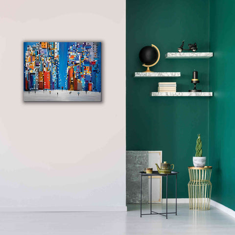 Image of 'Night Square' by Ekaterina Ermilkina Giclee Canvas Wall Art,34 x 26