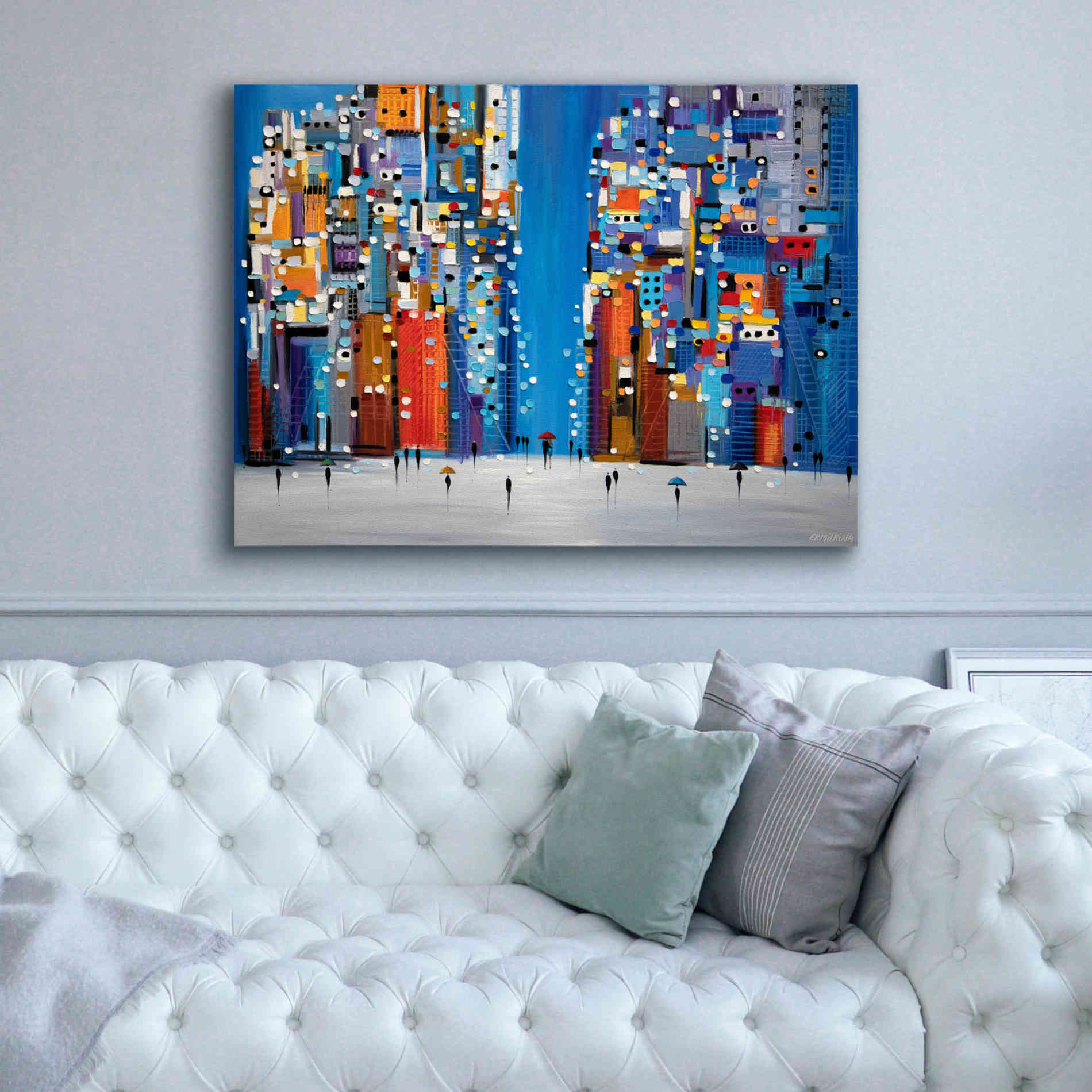 'Night Square' by Ekaterina Ermilkina Giclee Canvas Wall Art,54 x 40