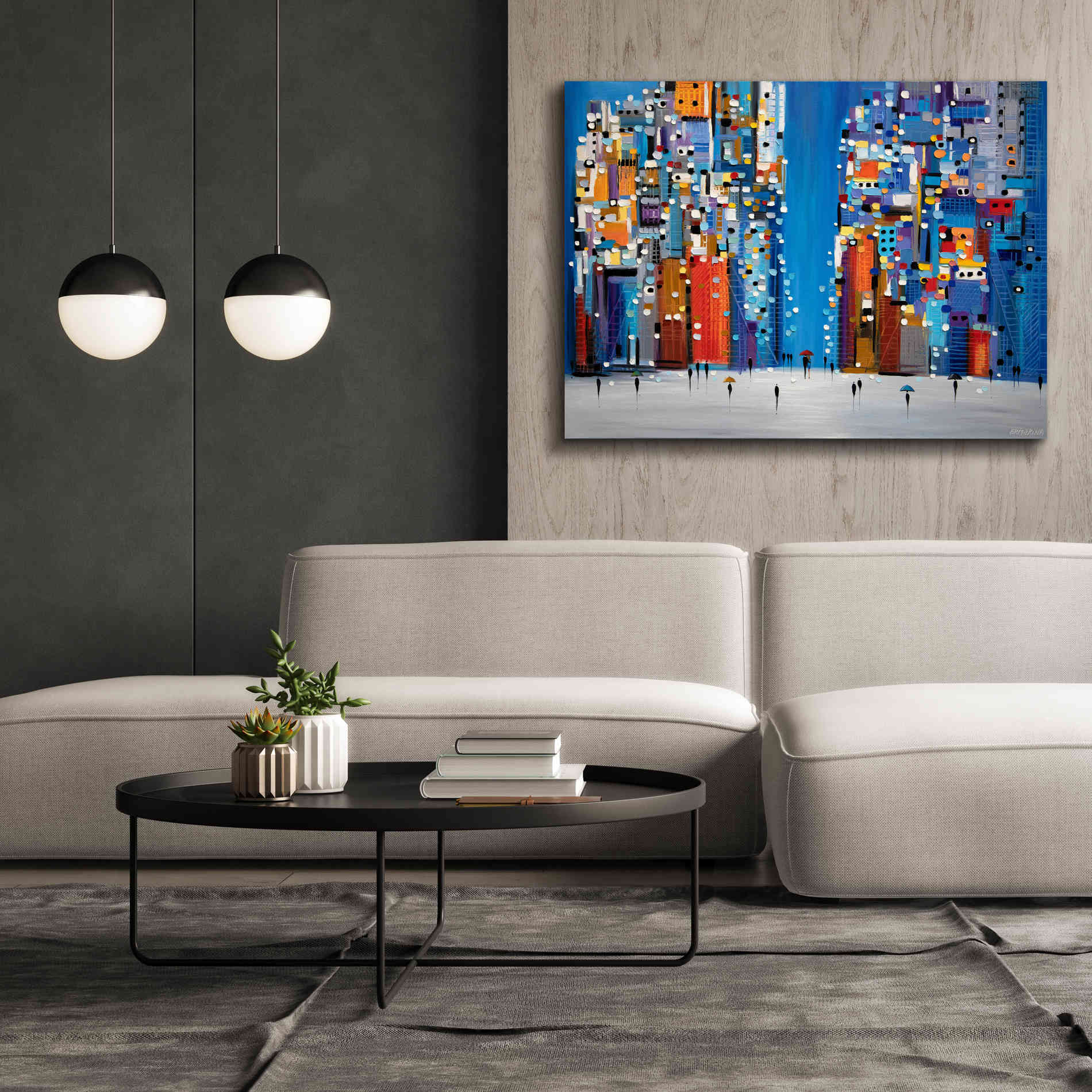 'Night Square' by Ekaterina Ermilkina Giclee Canvas Wall Art,54 x 40