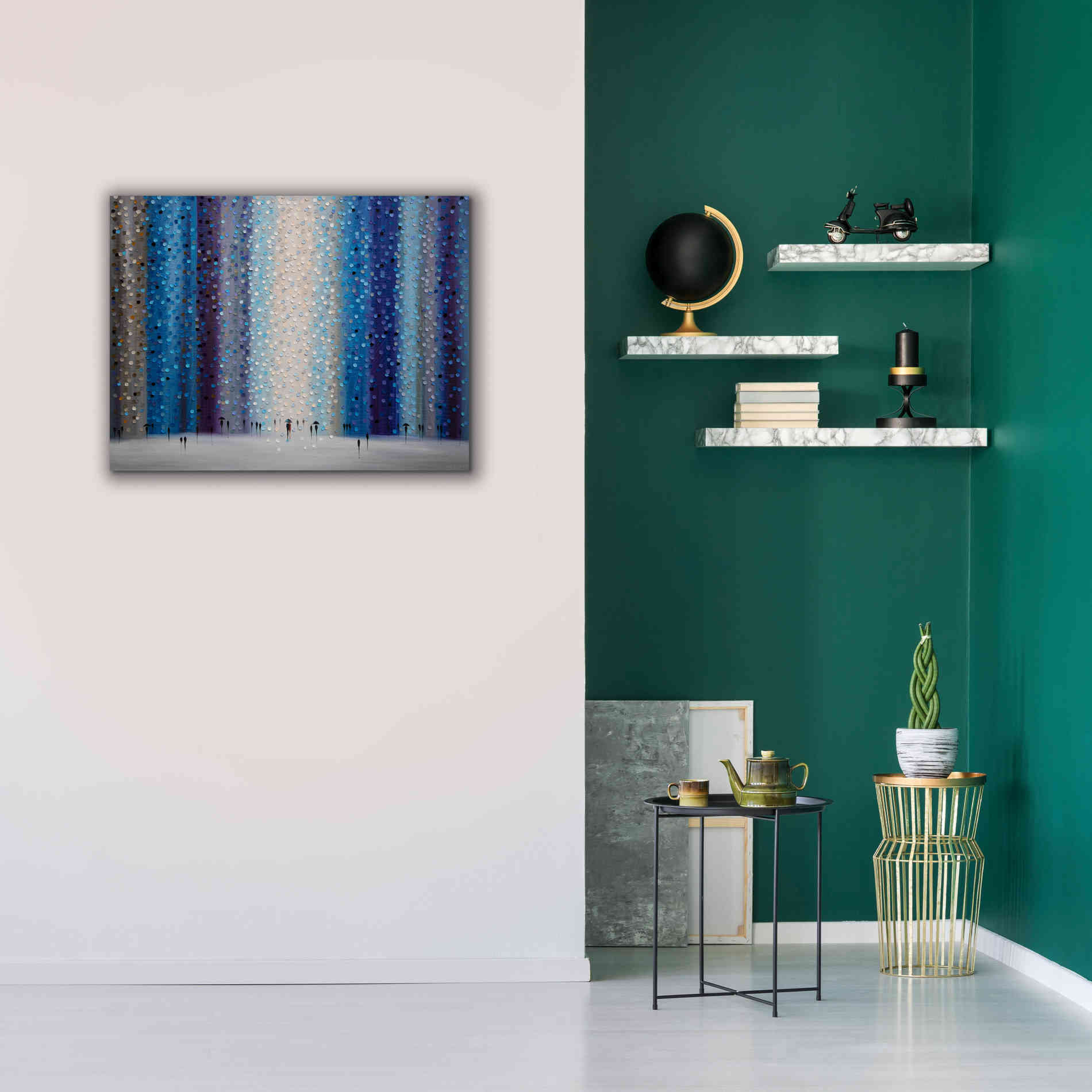 'Rainy City For' by Ekaterina Ermilkina Giclee Canvas Wall Art,34 x 26