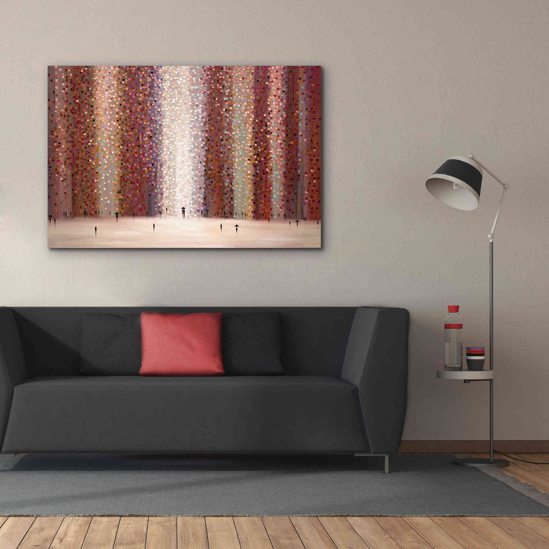 'Romance And Rain' by Ekaterina Ermilkina Giclee Canvas Wall Art,60 x 40