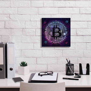 'Bitcoin 80s' by Cameron Gray Giclee Canvas Wall Art,12 x 12
