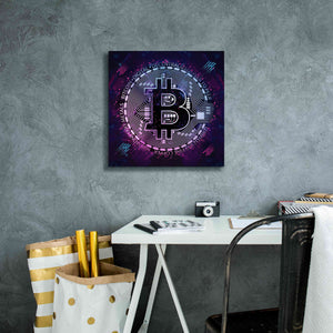 'Bitcoin 80s' by Cameron Gray Giclee Canvas Wall Art,18 x 18