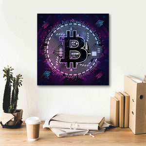 'Bitcoin 80s' by Cameron Gray Giclee Canvas Wall Art,18 x 18