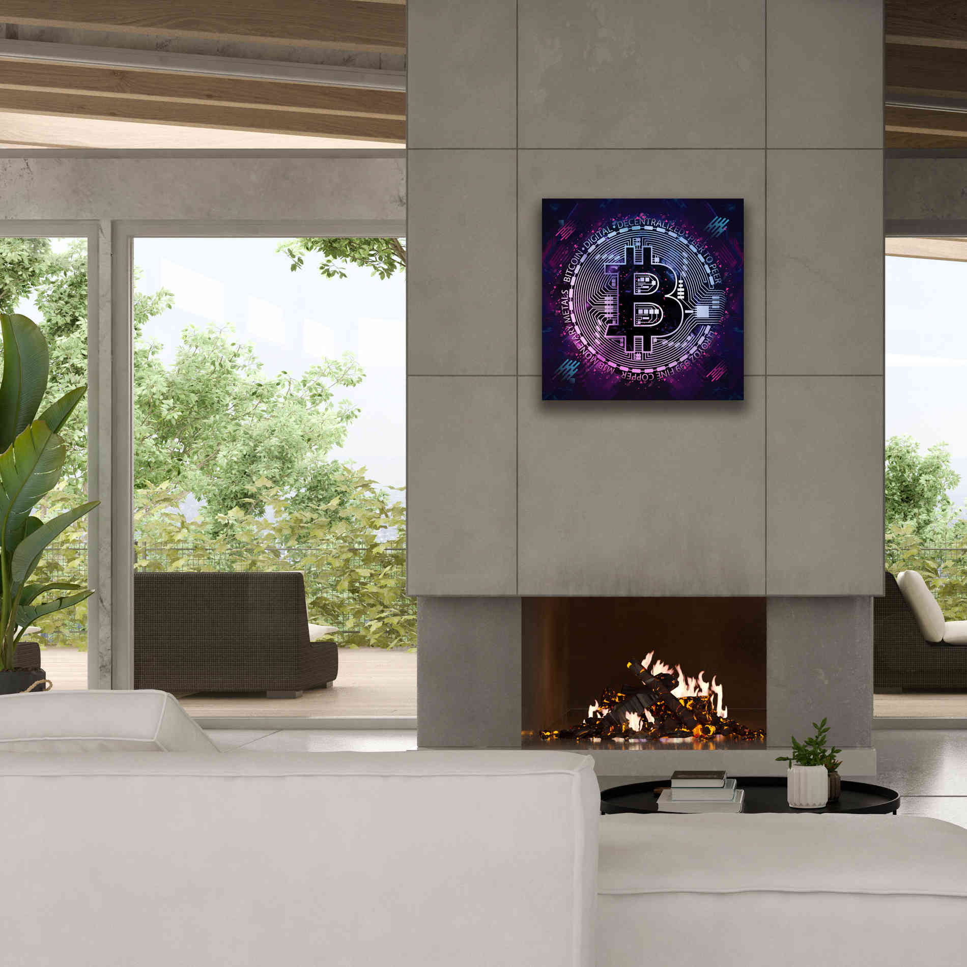 'Bitcoin 80s' by Cameron Gray Giclee Canvas Wall Art,26 x 26