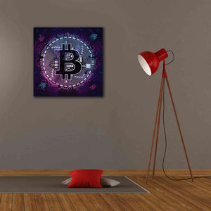 'Bitcoin 80s' by Cameron Gray Giclee Canvas Wall Art,26 x 26