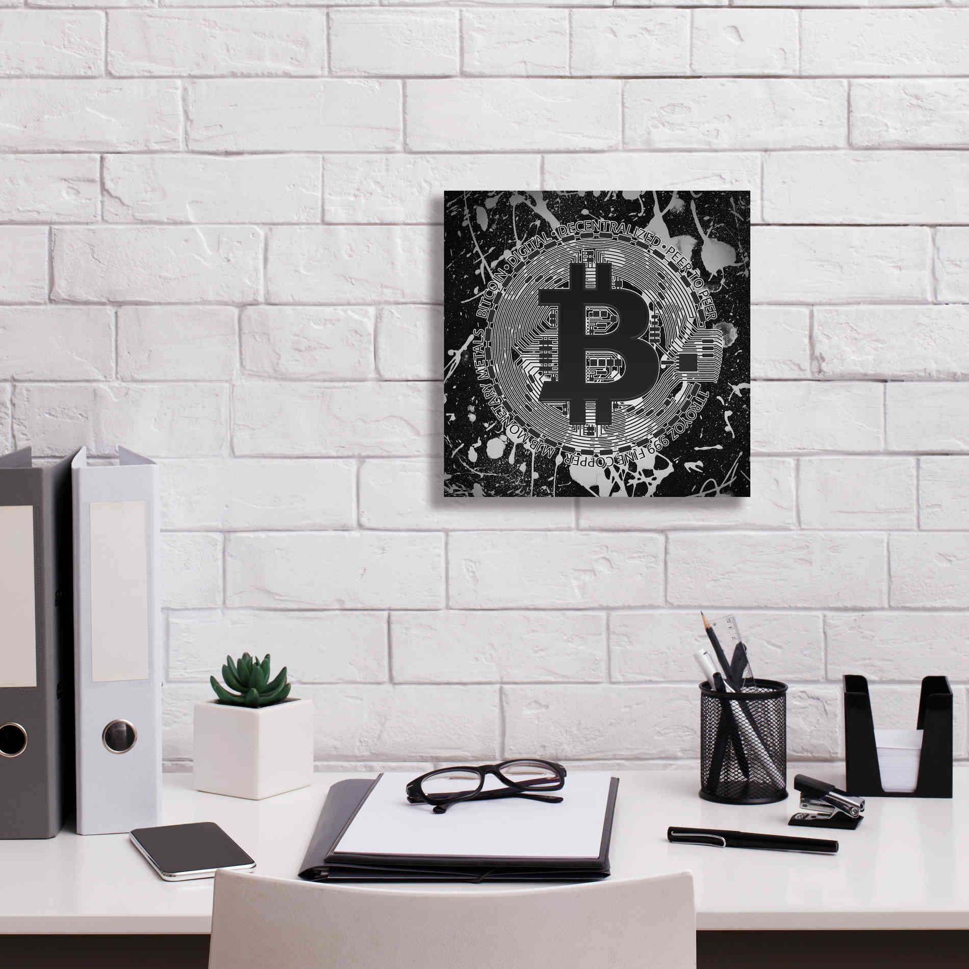'Bitcoin Black Ice' by Cameron Gray Giclee Canvas Wall Art,12 x 12
