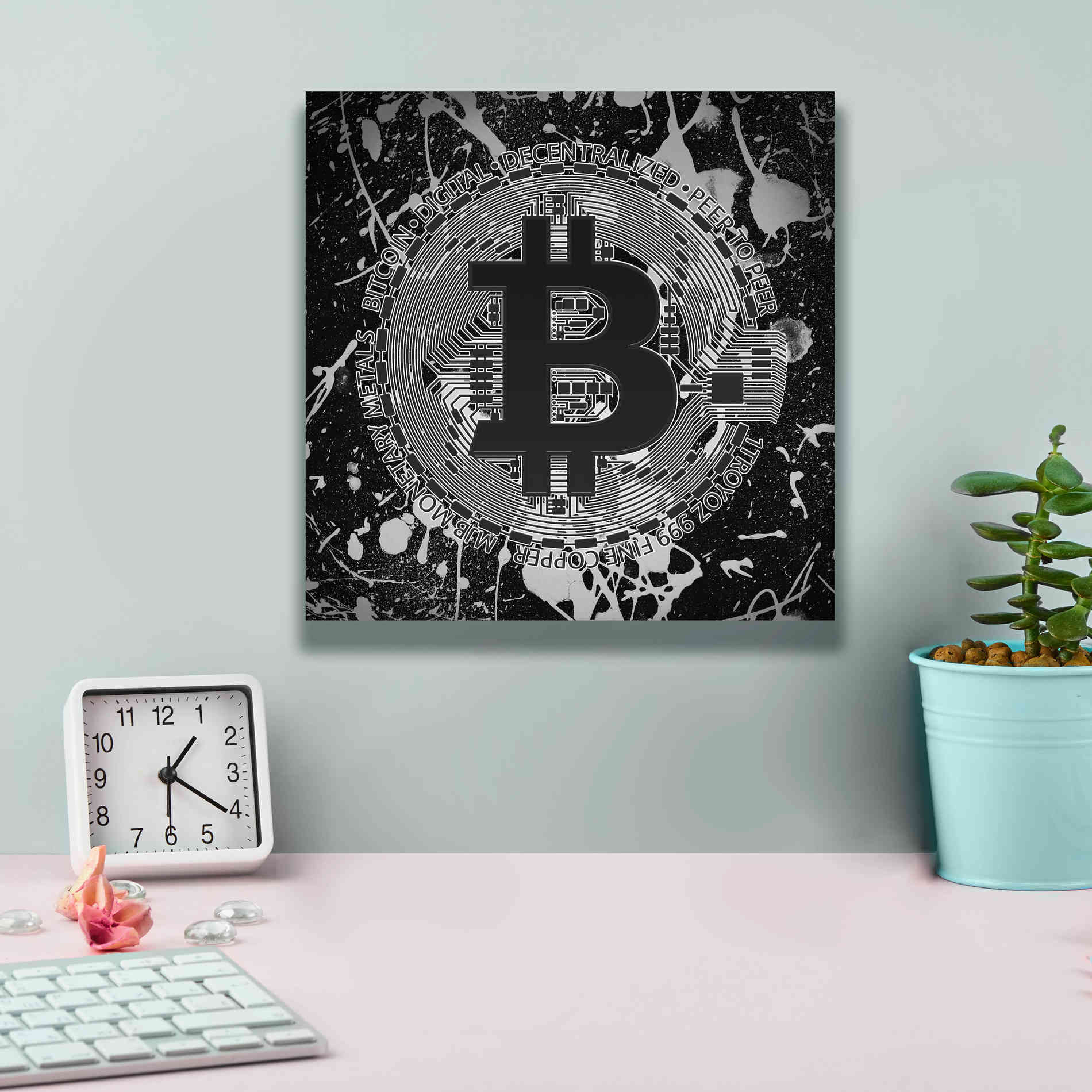 'Bitcoin Black Ice' by Cameron Gray Giclee Canvas Wall Art,12 x 12