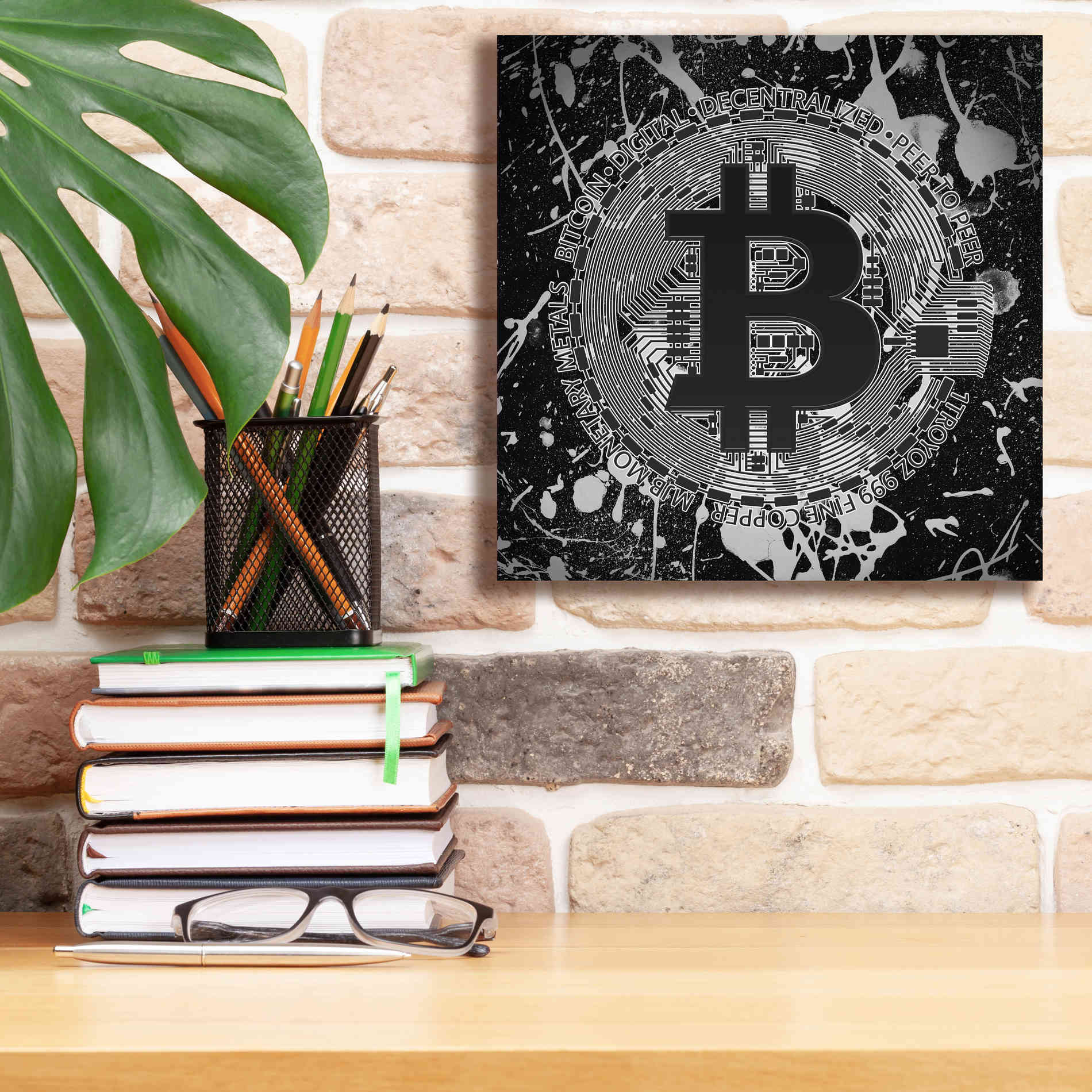'Bitcoin Black Ice' by Cameron Gray Giclee Canvas Wall Art,12 x 12
