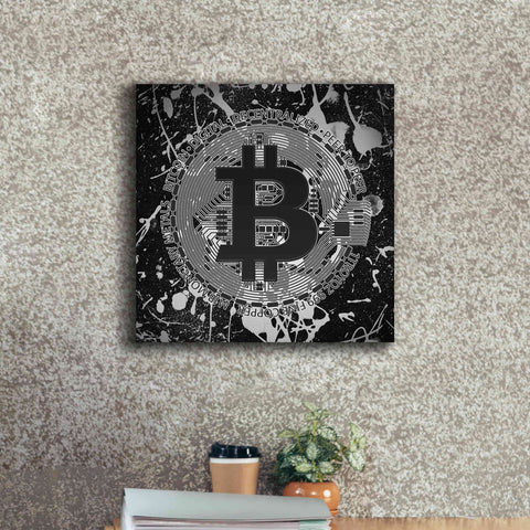 Image of 'Bitcoin Black Ice' by Cameron Gray Giclee Canvas Wall Art,18 x 18
