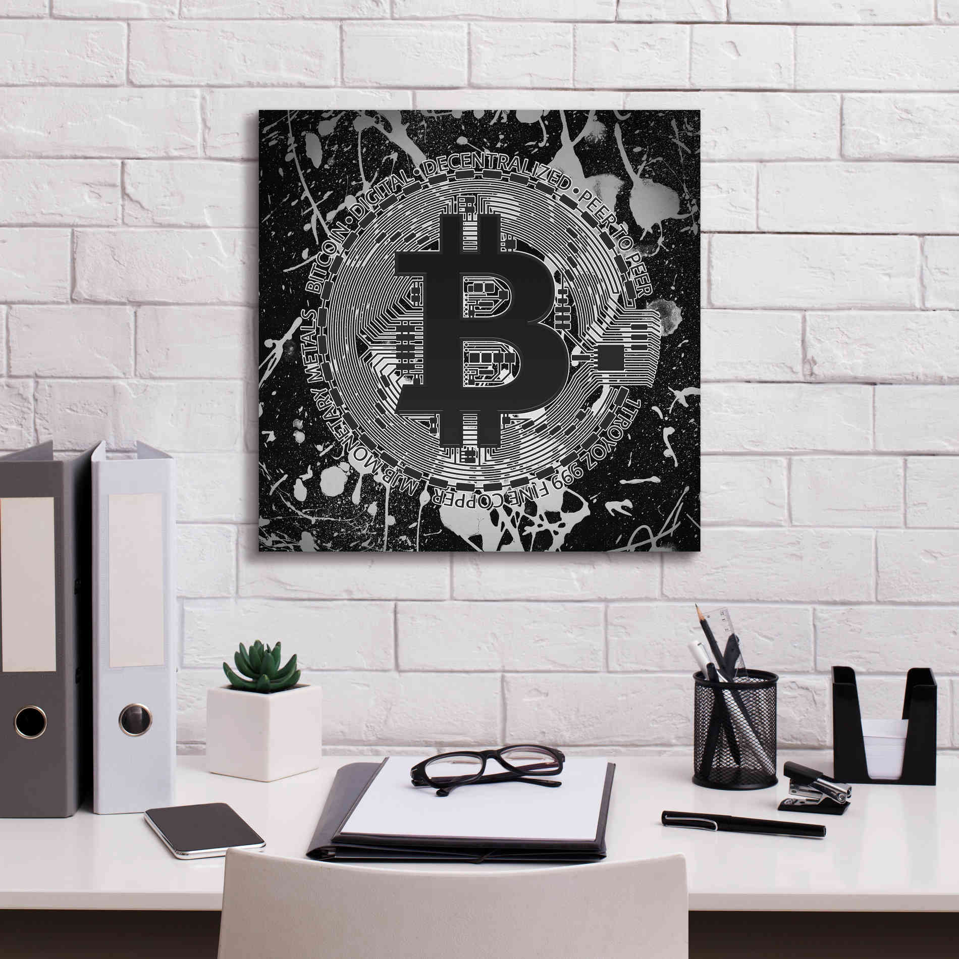 'Bitcoin Black Ice' by Cameron Gray Giclee Canvas Wall Art,18 x 18