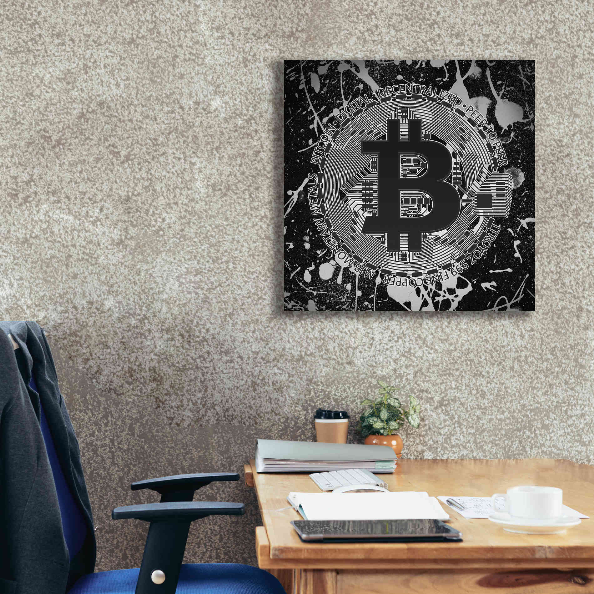 'Bitcoin Black Ice' by Cameron Gray Giclee Canvas Wall Art,26 x 26