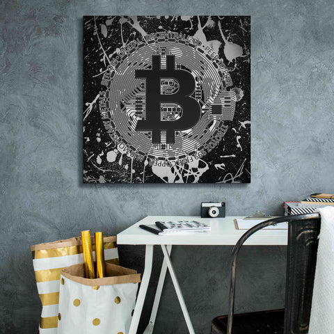 Image of 'Bitcoin Black Ice' by Cameron Gray Giclee Canvas Wall Art,26 x 26