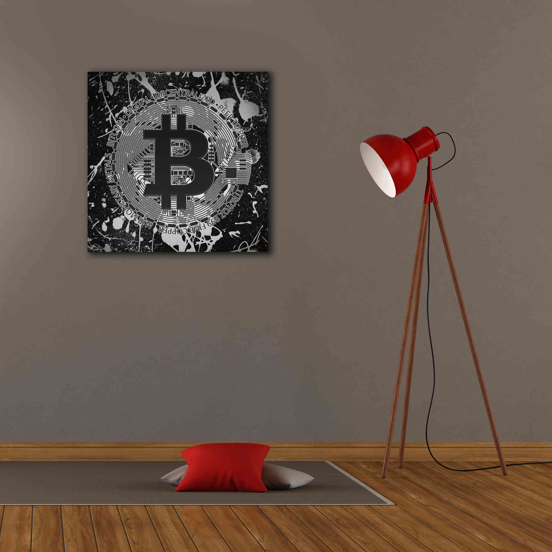 'Bitcoin Black Ice' by Cameron Gray Giclee Canvas Wall Art,26 x 26