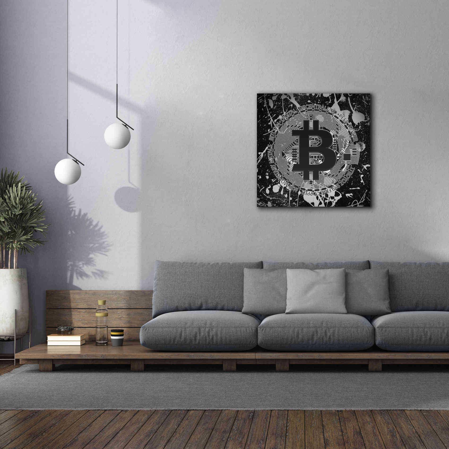 'Bitcoin Black Ice' by Cameron Gray Giclee Canvas Wall Art,37 x 37
