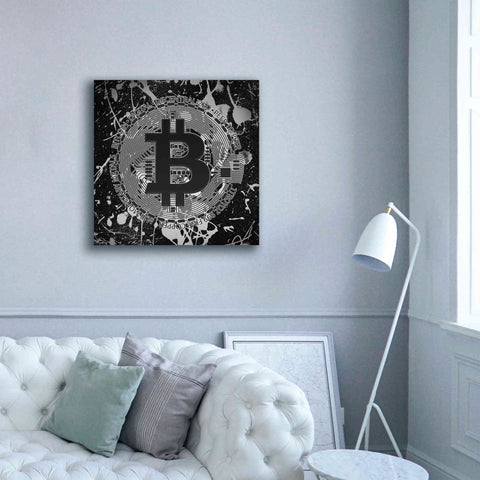 Image of 'Bitcoin Black Ice' by Cameron Gray Giclee Canvas Wall Art,37 x 37