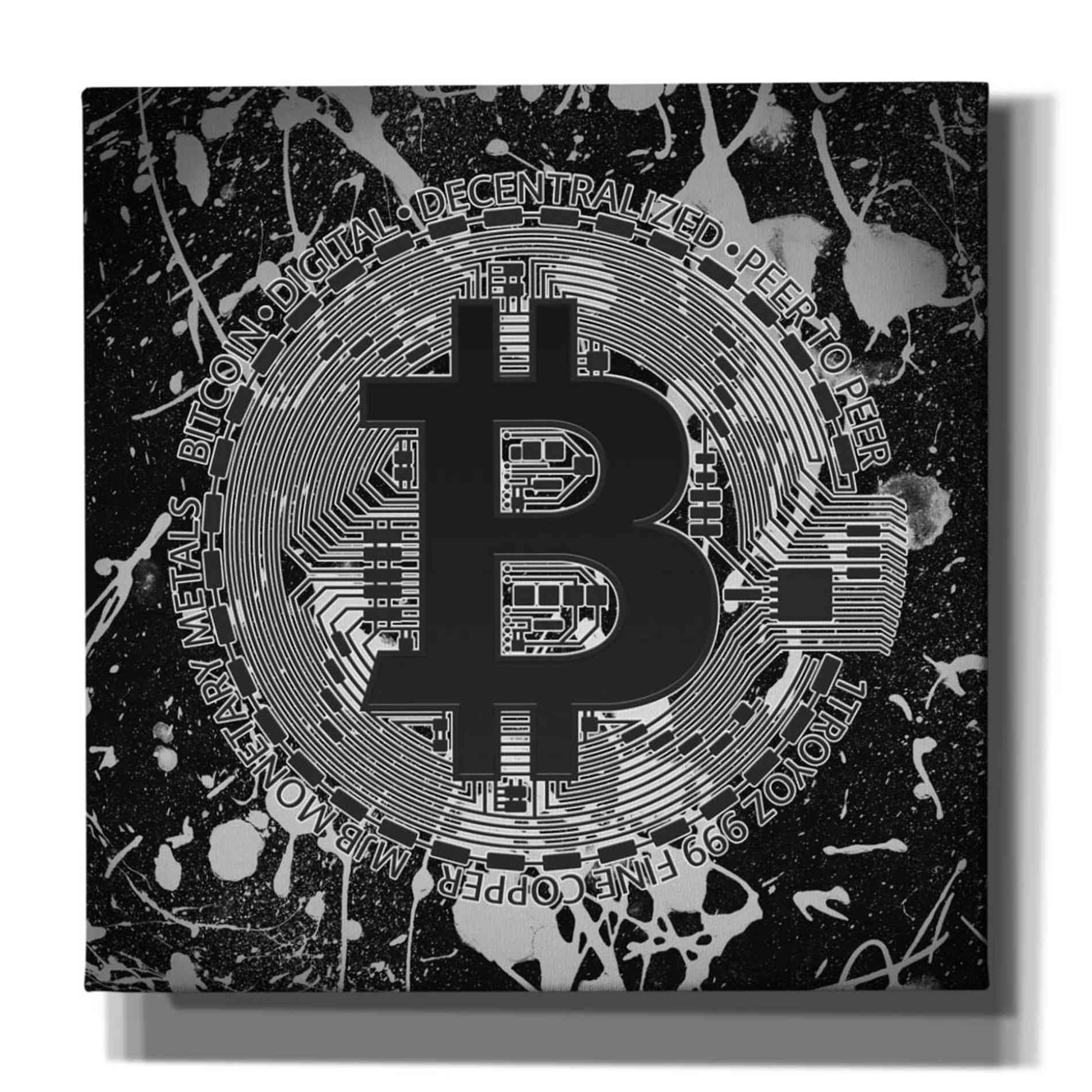 'Bitcoin Black Ice' by Cameron Gray Giclee Canvas Wall Art