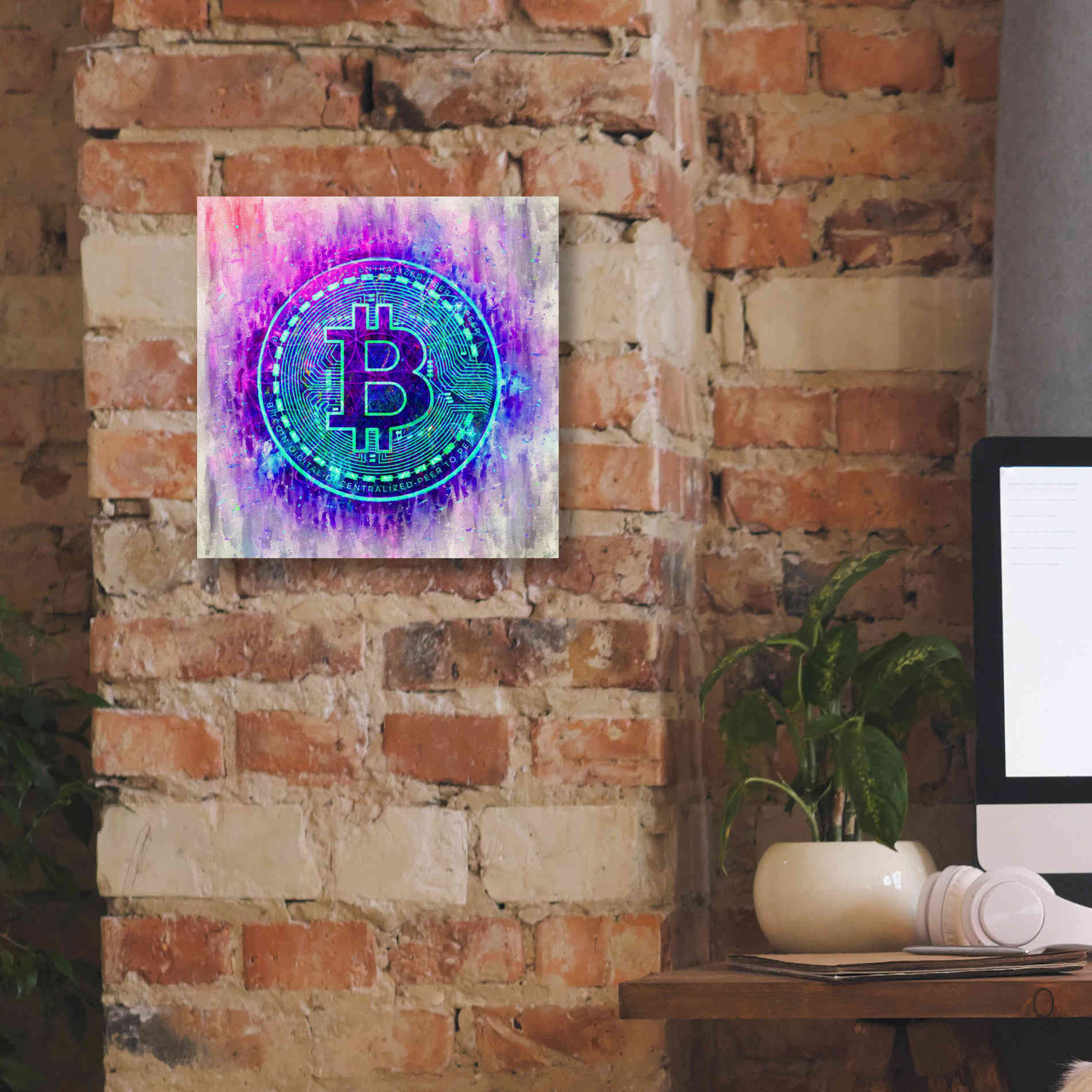 'Bitcoin Melt' by Cameron Gray Giclee Canvas Wall Art,12 x 12