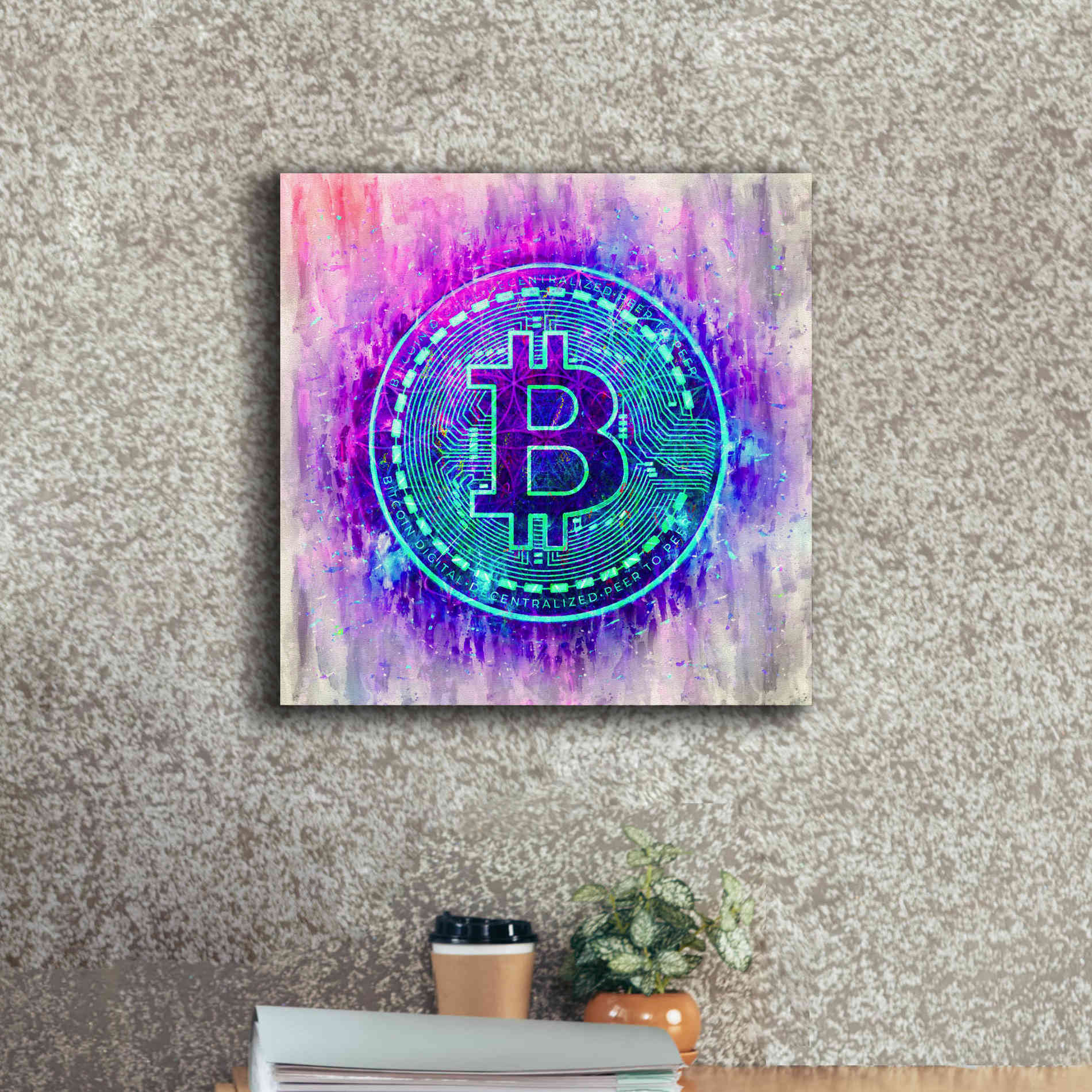 'Bitcoin Melt' by Cameron Gray Giclee Canvas Wall Art,18 x 18