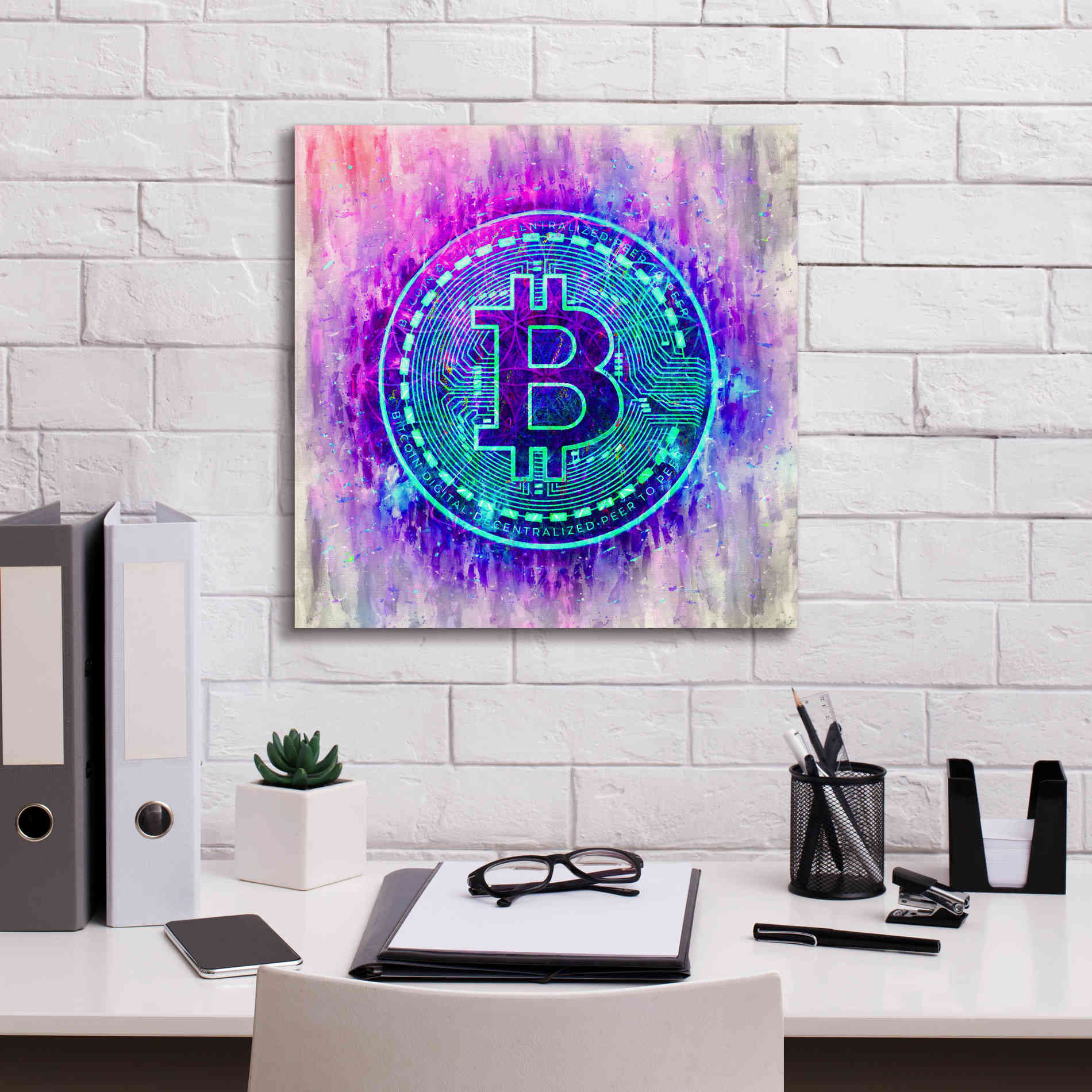 'Bitcoin Melt' by Cameron Gray Giclee Canvas Wall Art,18 x 18