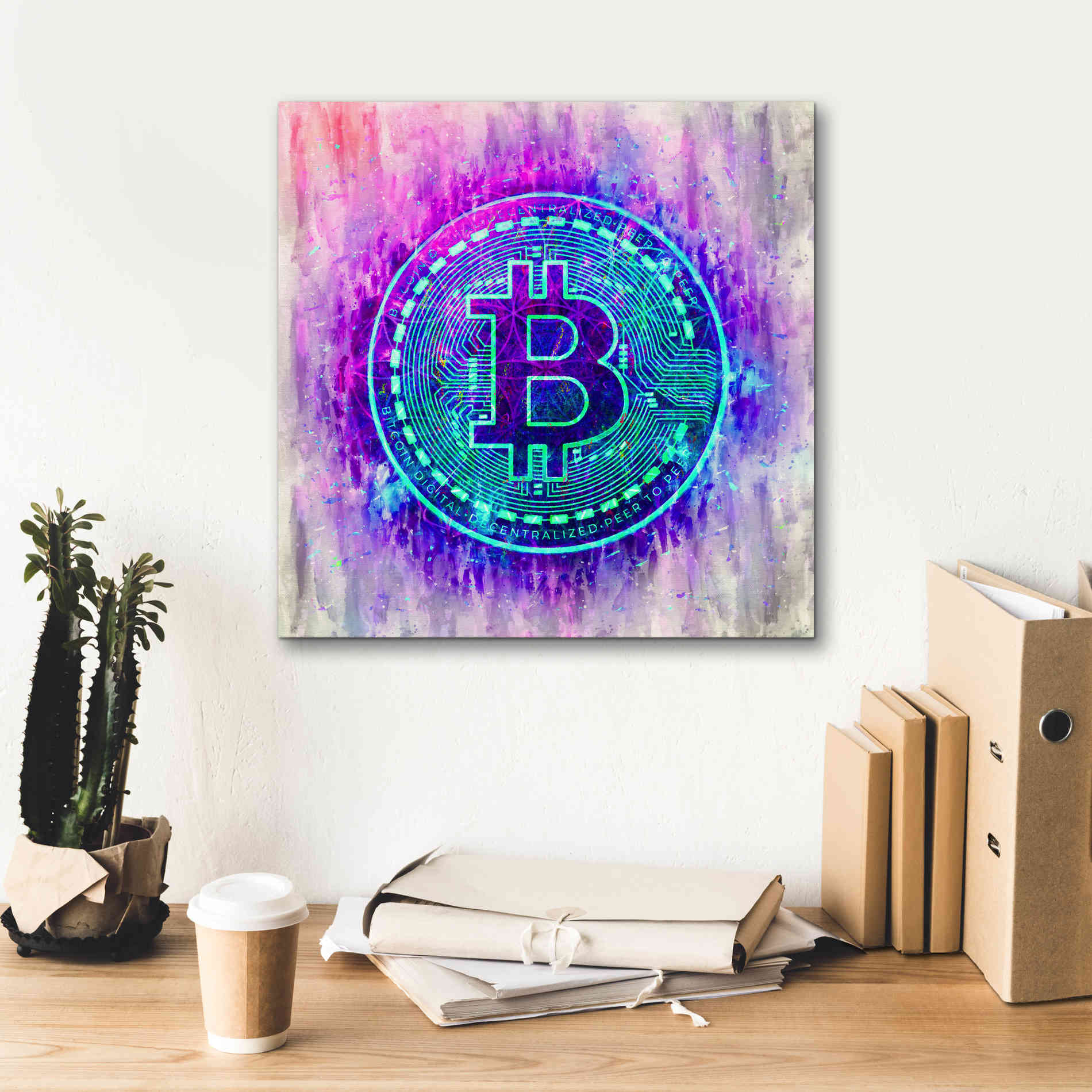'Bitcoin Melt' by Cameron Gray Giclee Canvas Wall Art,18 x 18