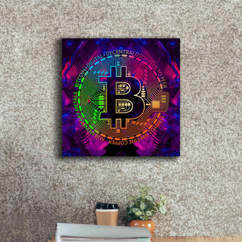 Image of 'Bitcoin Rainbow' by Cameron Gray Giclee Canvas Wall Art,18 x 18