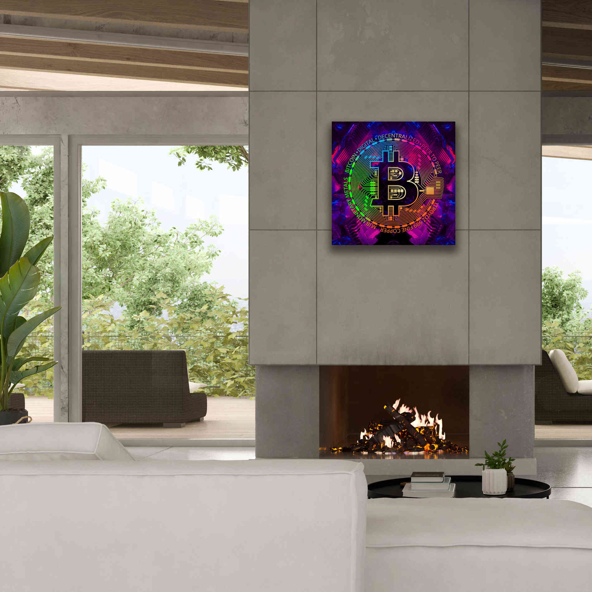 'Bitcoin Rainbow' by Cameron Gray Giclee Canvas Wall Art,26 x 26