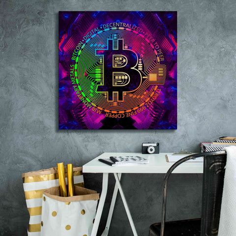 Image of 'Bitcoin Rainbow' by Cameron Gray Giclee Canvas Wall Art,26 x 26