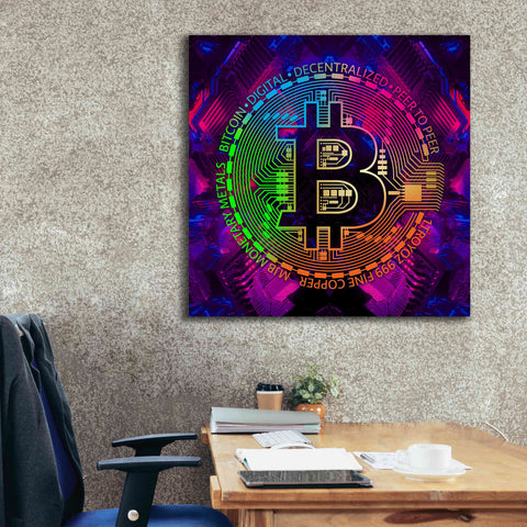 Image of 'Bitcoin Rainbow' by Cameron Gray Giclee Canvas Wall Art,37 x 37