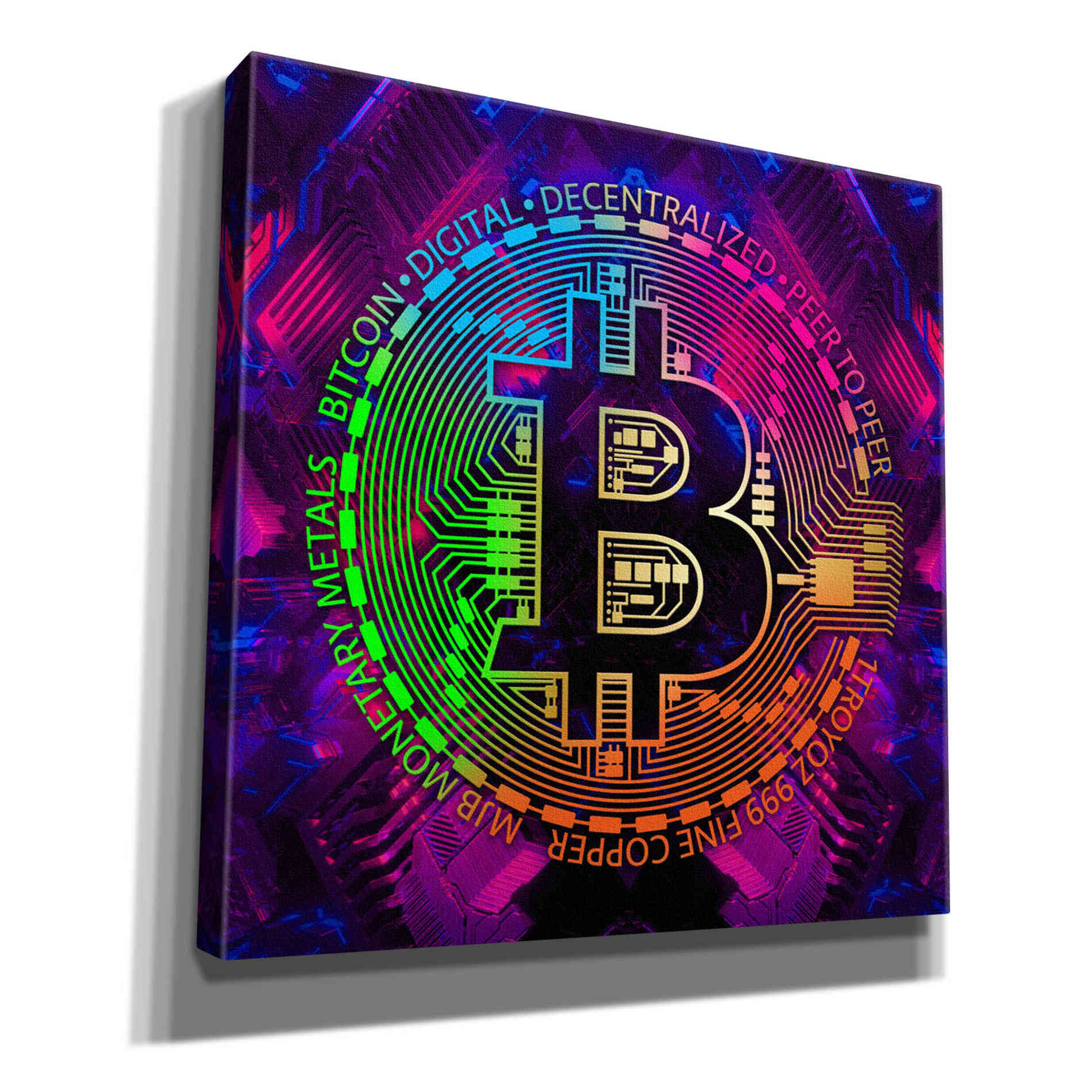 'Bitcoin Rainbow' by Cameron Gray Giclee Canvas Wall Art