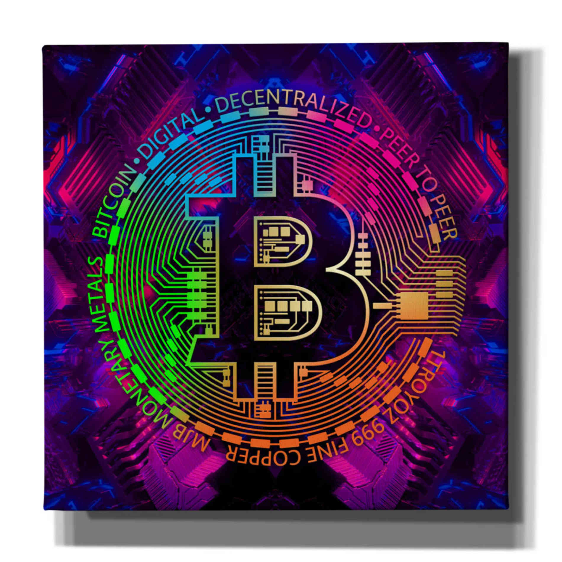'Bitcoin Rainbow' by Cameron Gray Giclee Canvas Wall Art