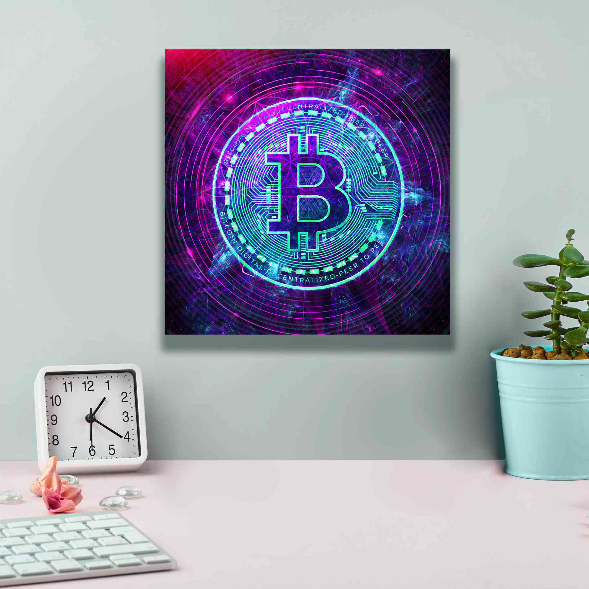 'Bitcoin Wave' by Cameron Gray Giclee Canvas Wall Art,12 x 12