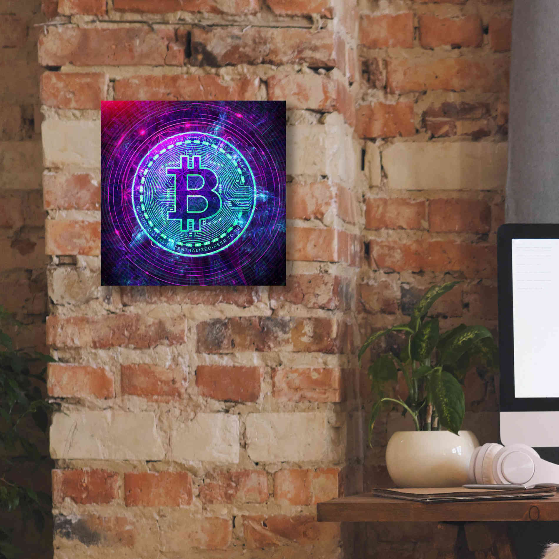 'Bitcoin Wave' by Cameron Gray Giclee Canvas Wall Art,12 x 12