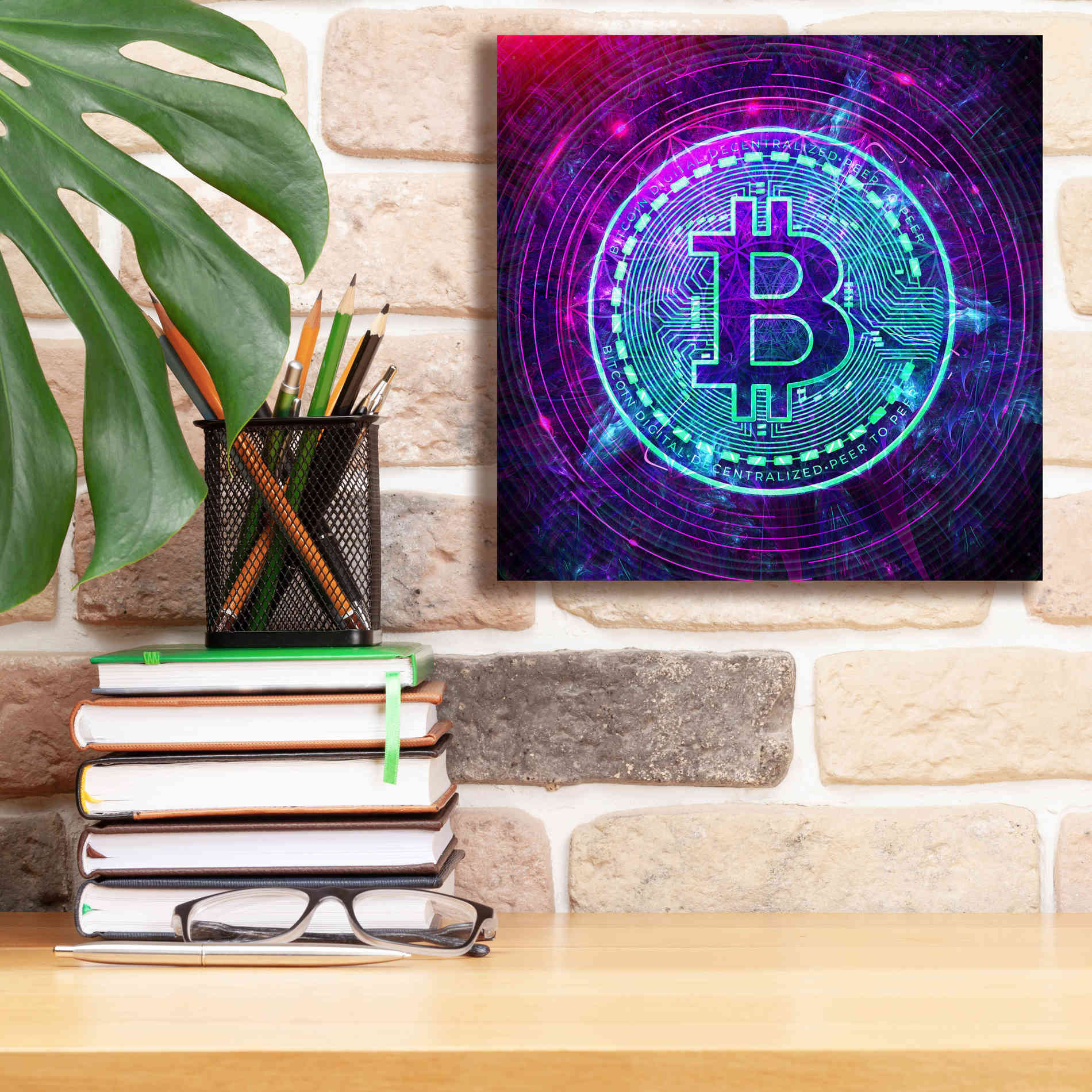 'Bitcoin Wave' by Cameron Gray Giclee Canvas Wall Art,12 x 12