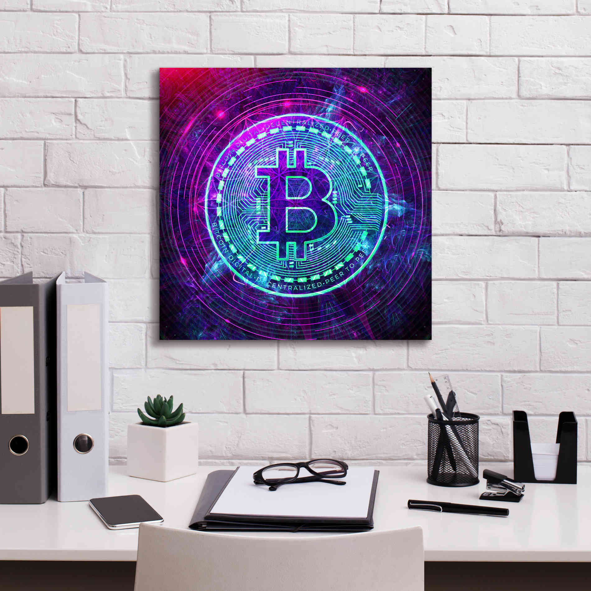 'Bitcoin Wave' by Cameron Gray Giclee Canvas Wall Art,18 x 18
