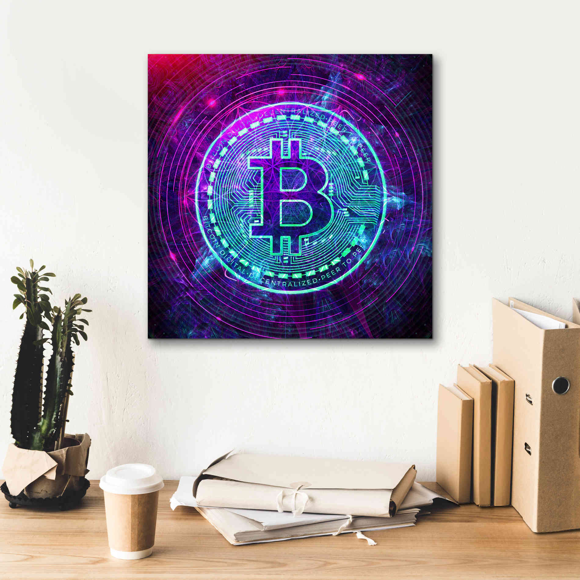 'Bitcoin Wave' by Cameron Gray Giclee Canvas Wall Art,18 x 18