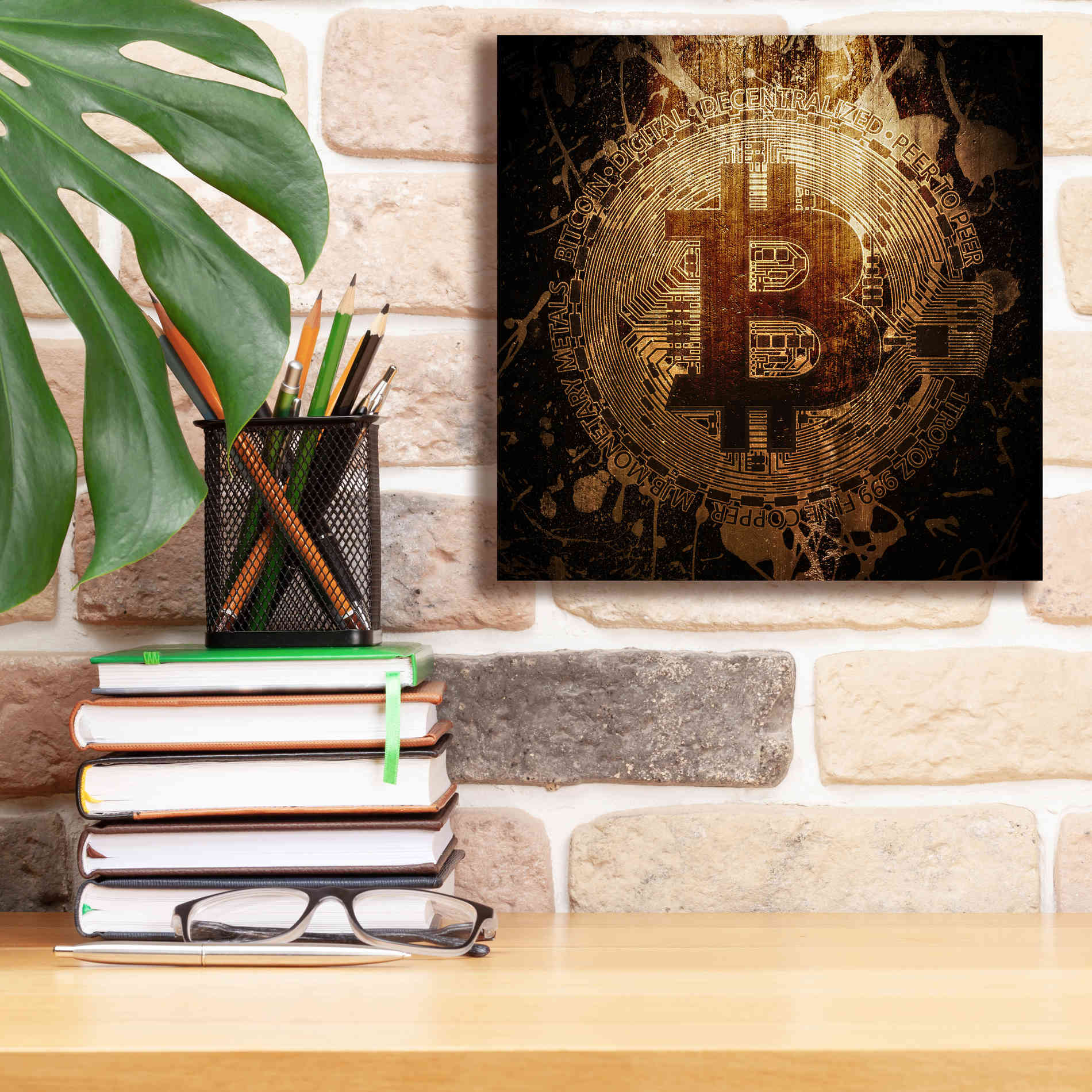 'Bitcoin Zinc' by Cameron Gray Giclee Canvas Wall Art,12 x 12