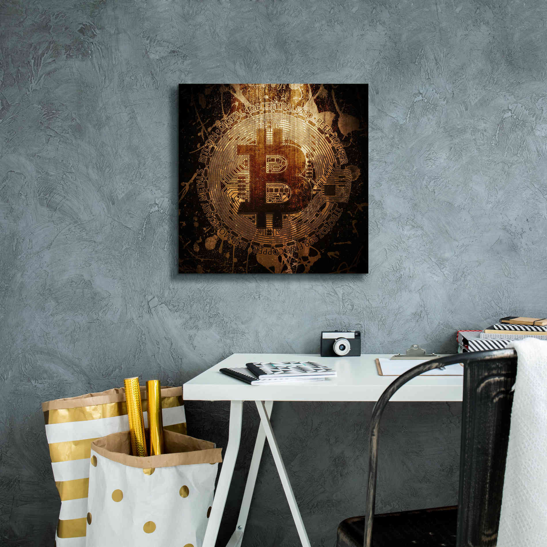 'Bitcoin Zinc' by Cameron Gray Giclee Canvas Wall Art,18 x 18